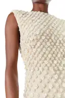 Sleeveless Pearl Embroidered Sheath(2,Creme)
