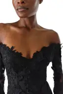 Off-The-Shoulder Lace Trumpet Gown(2,Noir)
