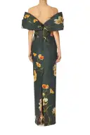 Off the Shoulder Floral Column Gown(2,Juniper/Multi)