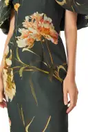 Off the Shoulder Floral Column Gown(2,Juniper/Multi)