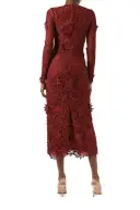 Long Sleeve Lace Sheath(2,Merlot)