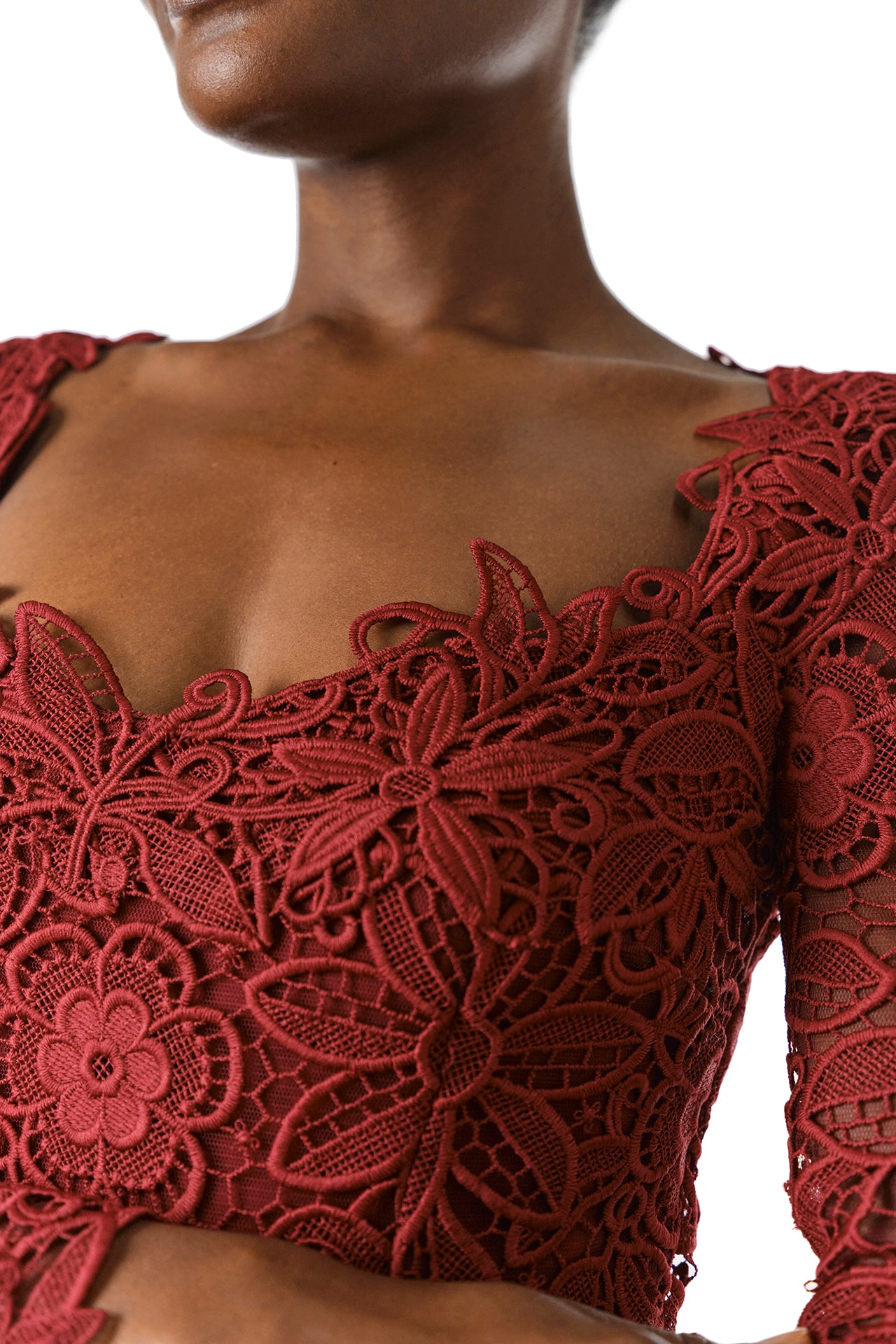Long Sleeve Lace Sheath(Merlot,2)