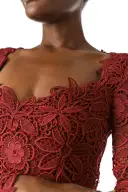 Long Sleeve Lace Sheath(2,Merlot)