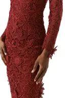 Long Sleeve Lace Sheath(2,Merlot)
