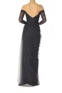 Off The Shoulder Draped Tulle Gown(2,Navy)