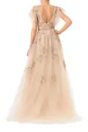 Embroidered Flutter Sleeve Gown(2,GOLD)