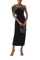 Velvet Off The Shoulder Sheath(2,Noir/Noir)