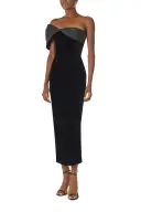 Velvet Off The Shoulder Sheath(2,Noir/Noir)