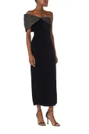 Velvet Off The Shoulder Sheath(2,Noir/Noir)