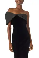 Velvet Off The Shoulder Sheath(2,Noir/Noir)