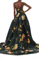 Strapless Draped Floral Ball Gown(2,Juniper Multi)