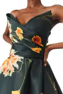 Strapless Draped Floral Ball Gown(2,Juniper Multi)