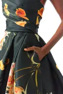 Strapless Draped Floral Ball Gown(2,Juniper Multi)