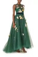 Floral Tulle Ball Gown(2,Juniper)