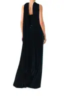 Strapless Velour Gown With Scarf(2,Dark Teal)
