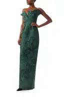 Floral Embroidered Column Gown(2,Juniper)