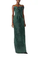 Floral Embroidered Column Gown(2,Juniper)