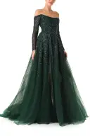 Off The Shoulder Embroidered Ball Gown(2,Juniper)