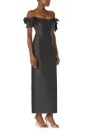 Off the Shoulder Bow Sleeve Sheath(2,Noir)