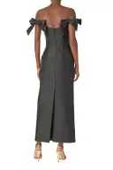 Off the Shoulder Bow Sleeve Sheath(2,Noir)