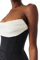 Draped Strapless Ball Gown(2,Silk White/Noir)
