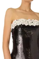 Embroidered Sequin Column Gown(2,Noir/Silk White)