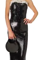 Embroidered Sequin Column Gown(2,Noir/Silk White)
