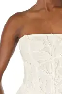 Embroidered Column Gown with Train(2,Silk White)