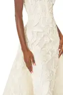 Embroidered Column Gown with Train(2,Silk White)