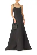 Crystal Strap Trumpet Gown(2,Noir)