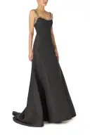 Crystal Strap Trumpet Gown(2,Noir)