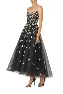 Daisy Embroidered Tulle Dress(2,Noir/Multi)