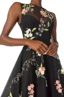 Floral Embroidered Tulle Gown(2,Noir Multi)