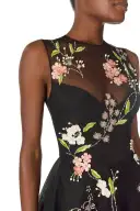 Floral Embroidered Tulle Gown(2,Noir Multi)
