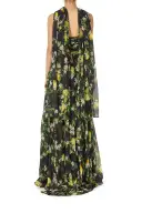 Strapless Lemon Floral Gown(2,Noir Multi)