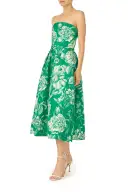 Floral Toile Strapless Dress(2,Grass/Silk White)