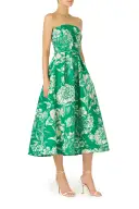 Floral Toile Strapless Dress(2,Grass/Silk White)