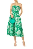Floral Toile Strapless Dress(2,Grass/Silk White)