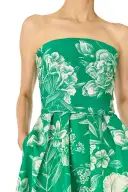 Floral Toile Strapless Dress(2,Grass/Silk White)