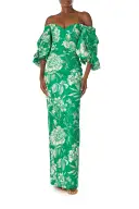 Off-the-Shoulder Blouson Sleeve Gown
