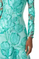 Tulle Long Sleeve Trumpet Gown(2,Aqua)