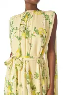 Lemon Print Georgette Gown(2,Lemon Drop Multi)