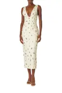 Embroidered Linen Cocktail Dress