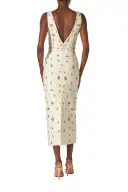 Embroidered Linen Cocktail Dress(2,Silk White/Multi)