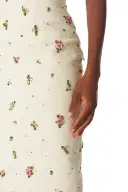 Embroidered Linen Cocktail Dress(2,Silk White/Multi)