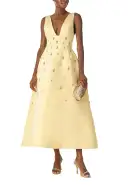 Limoncello Embroidered Cocktail Dress(2,Limoncello/Multi)