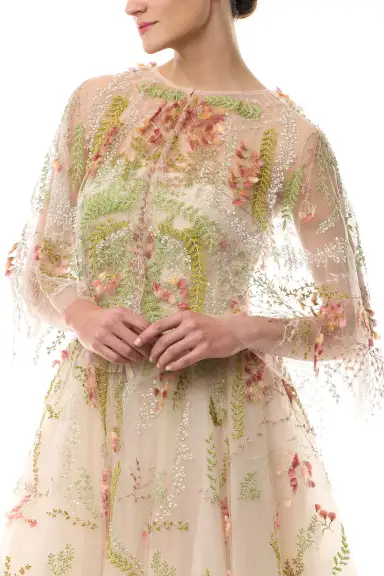 Embroidered Capelet Prosecco Multi