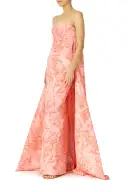 Floral Print Column Gown(2,Rosette Coral)