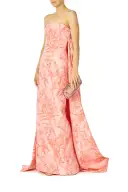 Floral Print Column Gown(2,Rosette Coral)