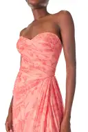 Draped Chiffon Gown with Scarf(2,Rosette/Coral)